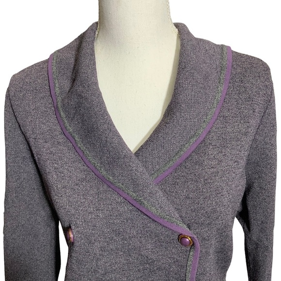 Grace Dane Lewis Vintage Blazer Double Breasted Classic Sweater Heather Gray M - Picture 2 of 16